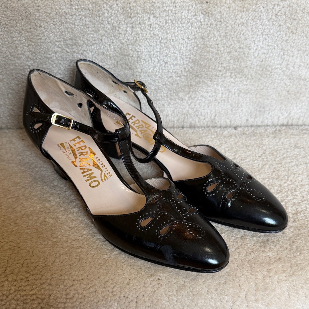 Salvatore Ferragamo Black Kitten Heels